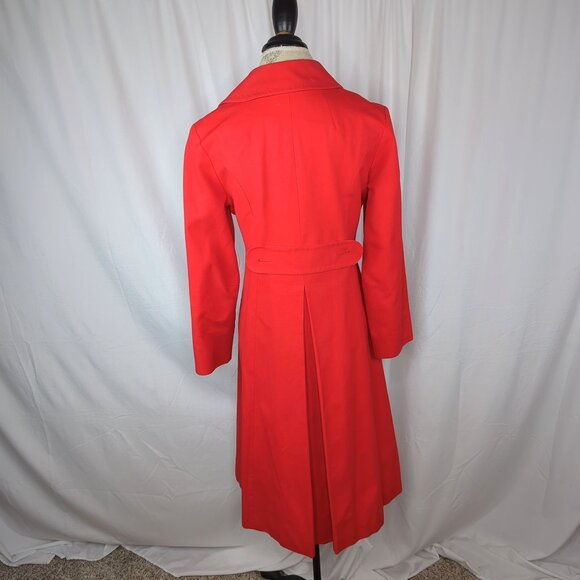 Vintage Aquascutum Red Trench Coat Small Double Breast - Picture 6 of 12